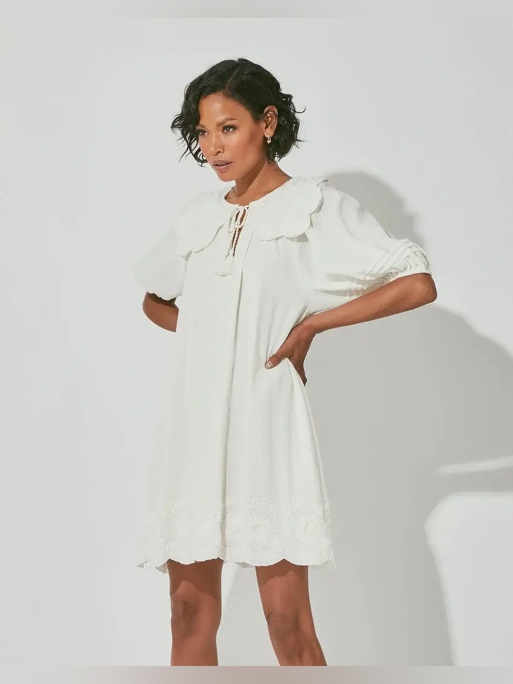 Cleobella Lilia Mini Dress in Cream, Size Small
